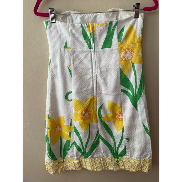 Lilly Pulitzer Pink Label Strapless White Yellow Floral Mini Dress Size 2 - Picture 5 of 12